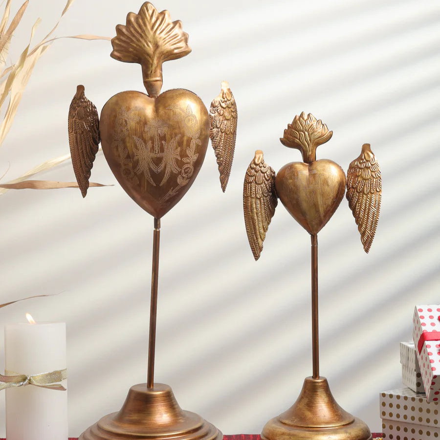 Golden Heart Standing Statue