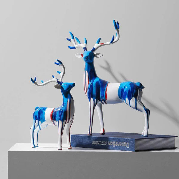 Blue and White Deer Statue